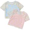 imageGirls 2 Packs Mesh Shirt Crop Tops Floral Print Short Sleeve Summer Cute Shirt Tops for TeensBlue Pink