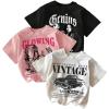 imageGirls 3 Packs Graphic Tees Crew Neck Short Sleeve T Shirt Casual Cute TopsBlack White Pink