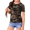 imageGirls Camo Print Short Sleeve Tee Shirt Crew Neck Summer Casual Tee TopsMulticolor