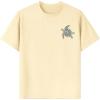 imageGirls Drop Shoulder Letter Star Print Tee Tops Loose Short Sleeve Crew Neck T ShirtsApricot