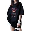 imageGirls Drop Shoulder Letter Star Print Tee Tops Loose Short Sleeve Crew Neck T ShirtsBlack