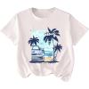 imageGirls Heart Print Drop Shoulder T Shirt Casual Short Sleeve Crew Neck Graphic Tee TopsWhite Blue Graphic