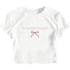 imageGirls Letter Bow Graphic Tees Short Sleeve Crewneck Cute Shirts for Teen Girls TrendyWhite