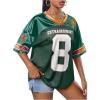 imageGirls Number Print Jersey Shirts V Neck Short Sleeve Mesh Graphic Tees Casual Tops StreetwearGreen