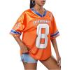 imageGirls Number Print Jersey Shirts V Neck Short Sleeve Mesh Graphic Tees Casual Tops StreetwearOrange