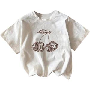 imageGirls Number Print Graphic Tees Short Sleeve Crewneck Jersey Shirts Summer T Shirts Cute TopsCherry White