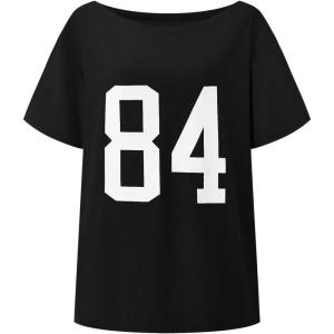 imageGirls Off The Shoulder Tops Number Graphic Jersey Shirts Short Sleeve Oversized T Shirts Y2k TopsNumber Black