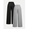 imageGirls 2 Pack Wide Leg Sweatpants Waist Casual Track Pants Baggy TrousersMulticolor