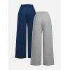 imageGirls 2 Pack Wide Leg Sweatpants Waist Casual Track Pants Baggy TrousersMulticoloured