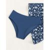 imageGirls 3 Piece Swimsuit Sets O Ring Wireless Bathing Suit with Ditsy Floral Mesh Cover Up SkirtDeep Blue