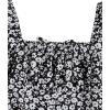 imageGirls Boho Summer Dress Floral Short Sleeve Square Neck Cute A Line Mini Short Spring DressesBlack