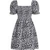 imageGirls Boho Summer Dress Floral Short Sleeve Square Neck Cute A Line Mini Short Spring DressesBlack