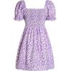 imageGirls Boho Summer Dress Floral Short Sleeve Square Neck Cute A Line Mini Short Spring DressesLilac Purple