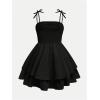 imageGirls Floral Cami Dress Ruched Sleeveless Pink Layered Ruffle Kawaii Short Floral Summer DressesBlack
