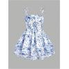imageGirls Floral Cami Dress Ruched Sleeveless Pink Layered Ruffle Kawaii Short Floral Summer DressesBlue