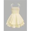 imageGirls Floral Cami Dress Ruched Sleeveless Pink Layered Ruffle Kawaii Short Floral Summer DressesMustard Yellow
