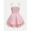 imageGirls Floral Cami Dress Ruched Sleeveless Pink Layered Ruffle Kawaii Short Floral Summer DressesPink