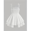imageGirls Floral Cami Dress Ruched Sleeveless Pink Layered Ruffle Kawaii Short Floral Summer DressesWhite