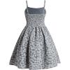 imageGirls Floral Print Summer Dress Bowknot Ruched Bust A Line Cami Dress High Waist Ruffle Hem Cute Sun DressesDark Blue