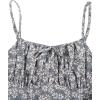 imageGirls Floral Print Summer Dress Bowknot Ruched Bust A Line Cami Dress High Waist Ruffle Hem Cute Sun DressesDark Blue