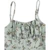 imageGirls Floral Print Summer Dress Bowknot Ruched Bust A Line Cami Dress High Waist Ruffle Hem Cute Sun DressesGreen