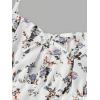 imageGirls Floral Print Summer Dress Bowknot Ruched Bust A Line Cami Dress High Waist Ruffle Hem Cute Sun DressesMauve Purple