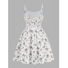 imageGirls Floral Print Summer Dress Bowknot Ruched Bust A Line Cami Dress High Waist Ruffle Hem Cute Sun DressesMauve Purple