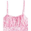 imageGirls Floral Print Summer Dress Bowknot Ruched Bust A Line Cami Dress High Waist Ruffle Hem Cute Sun DressesWhite Pink