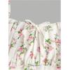 imageGirls Floral Print Summer Dress Bowknot Ruched Bust A Line Cami Dress High Waist Ruffle Hem Cute Sun DressesWhite and Pink