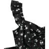 imageGirls Floral Summer Dress Ruffle Shirred High Waist Ruched Sweetheart A Line Spring DressBlack