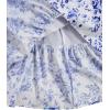 imageGirls Floral Summer Dress Ruffle Shirred High Waist Ruched Sweetheart A Line Spring DressBlue White Floral