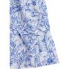 imageGirls Floral Summer Dress Ruffle Shirred High Waist Ruched Sweetheart A Line Spring DressFloral Blue White