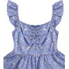 imageGirls Floral Summer Dress Ruffle Shirred High Waist Ruched Sweetheart A Line Spring DressLight Blue