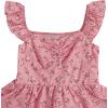 imageGirls Floral Summer Dress Ruffle Shirred High Waist Ruched Sweetheart A Line Spring DressPink