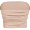 imageGirls Ruched Strapless Tube Top Sleeveless Cropped Bandeau Basic Summer Cute Tops for GirlsApricot