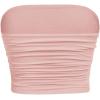imageGirls Ruched Strapless Tube Top Sleeveless Cropped Bandeau Basic Summer Cute Tops for GirlsPink