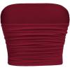 imageGirls Ruched Strapless Tube Top Sleeveless Cropped Bandeau Basic Summer Cute Tops for GirlsRed