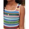 imageGirls Summer Boho Striped Sleeveless Tank Dress  Square Neck Split Thigh Long MaxiBlue Green