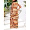 imageGirls Summer Boho Striped Sleeveless Tank Dress  Square Neck Split Thigh Long MaxiCoral Orange