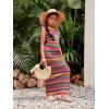 imageGirls Summer Boho Striped Sleeveless Tank Dress  Square Neck Split Thigh Long MaxiMulticolor
