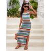 imageGirls Summer Boho Striped Sleeveless Tank Dress  Square Neck Split Thigh Long MaxiMulticoloured
