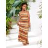 imageGirls Summer Boho Striped Sleeveless Tank Dress  Square Neck Split Thigh Long MaxiOrange Yellow