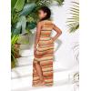 imageGirls Summer Boho Striped Sleeveless Tank Dress  Square Neck Split Thigh Long MaxiOrange Yellow