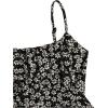 imageGirls Summer Dress Floral Ruffle Hem Spaghetti Strap Ruched Bust Cami Short Dress SundressBlack and White