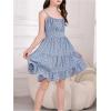 imageGirls Summer Dress Floral Ruffle Hem Spaghetti Strap Ruched Bust Cami Short Dress SundressBlue