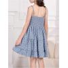 imageGirls Summer Dress Floral Ruffle Hem Spaghetti Strap Ruched Bust Cami Short Dress SundressBlue