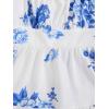 imageGirls Summer Dress Floral Ruffle Hem Spaghetti Strap Ruched Bust Cami Short Dress SundressBlue and White