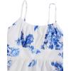 imageGirls Summer Dress Floral Ruffle Hem Spaghetti Strap Ruched Bust Cami Short Dress SundressBlue and White