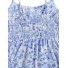 imageGirls Summer Dress Floral Ruffle Hem Spaghetti Strap Ruched Bust Cami Short Dress SundressDeep Blue White