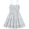 imageGirls Summer Dress Floral Ruffle Hem Spaghetti Strap Ruched Bust Cami Short Dress SundressDusty Blue